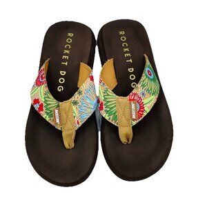 Rocket Dog Sandals Womens Size 7 Brown Comfort Foam Foot Bed Thong Flip Flops